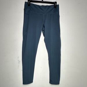 Champion Duo Dry Women Blue Athletic Leggings Pockets Cropped Size L